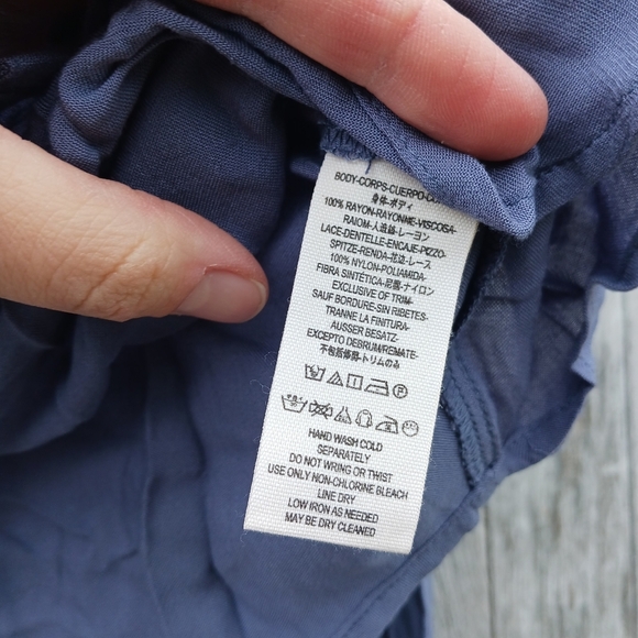 Free People Sz Small Wild Wing Blue Lace Button Front Tunic Blouse Womens - Picture 3 of 7